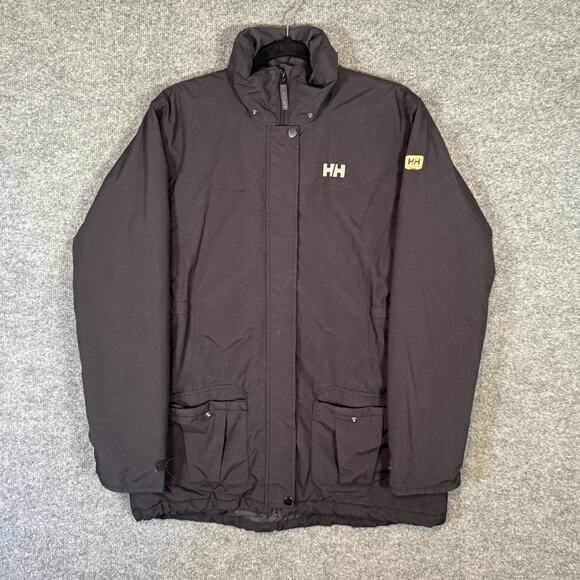 Helly Hansen Jacket Mens Large Black Pockets Full Zip Long Sleeve Winter Ski 176 - Picture 1 of 9